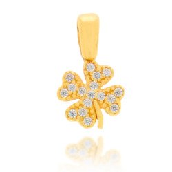 Złota przywieszka pr. 585 Koniczynka z cyrkoniami ZP010