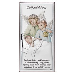 Obrazek srebrny Aniołki z latarenką nad dzieckiem Dono DS22C