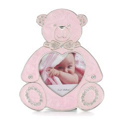 473-3305 Ramka dziecięca z masy perłowej - różowa, miś