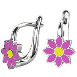 Srebrne kolczyki pr. 925 angielskie zapięcie różowy kwiatek PSOK0009
