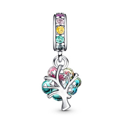 Srebrna przywieszka pr 925 Charms Drzewo Kwiat w pięknych kolorach  PAN112