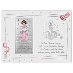 Obrazek srebrny Aniołek Twój Anioł Stróż różowy DS119FCRCR