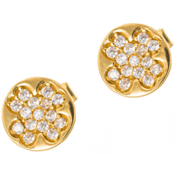 Złote kolczyki pr. 585 Czterolistna koniczyna blaszki cyrkonie sztyft ZA062