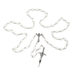 Różaniec komunijny kulki białe RCM11