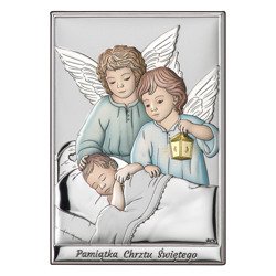 Obrazek srebrny Aniołki nad dzieckiem z latarenką DS09C