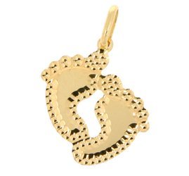 Złota przywieszka pr. 585  stópki dziecka ZZ001