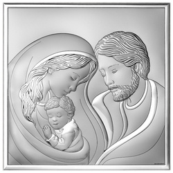 Obrazek Świętej Rodziny srebrny kwadrat 6766