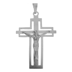 Medalik srebrny - Krzyżyk z wizerunkiem Jezusa MO131