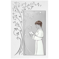 Obrazek Srebrny Pamiątka I Komunii dla chłopca prostokąt kolor DS121FACO