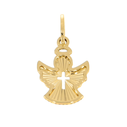 Złoty wisiorek pr. 585 Aniołek promienie krzyżyk ZZ071