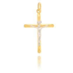Złoty krzyżyk pr. 585 Krzyż duży prosty z wizerunkiem Jezusa ZK028