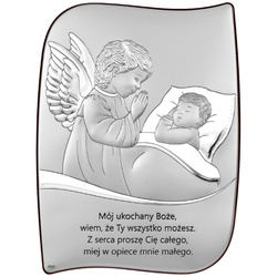 Obrazek srebrny Aniołek Pamiątka Chrztu Świętego DS148