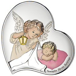 Obrazek srebrny Aniołek z latarenką różowy serce DS17CR