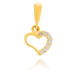 Złota przywieszka pr. 585 Małe serce połowa z cyrkoniami ZP009