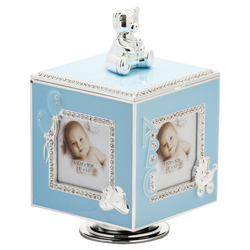 473-3272 Pudełko z masy perłowej na zdjęcia- niebieskie, pozytywka