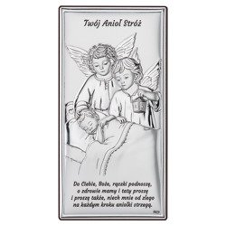 Obrazek srebrny Aniołki z latarenką nad dzieckiem DS22