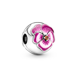 Srebrna przywieszka pr 925 Charms kulka w kwiaty z cyrkonią PAN145