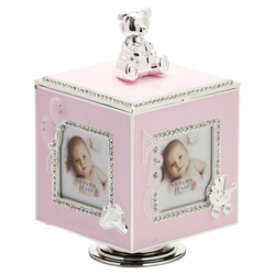 473-3273 Pudełko z masy perłowej na zdjęcia- różowe, pozytywka