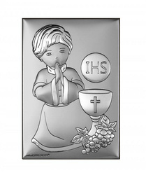 Obrazek Srebrny Pamiątka I Komunii dla chłopca prostokąt  Dono DS137O