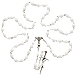 Różaniec komunijny kryształ biały RCM10