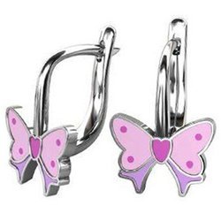 Srebrne kolczyki pr. 925 angielskie zapięcie różowa kokarda PSOK0019