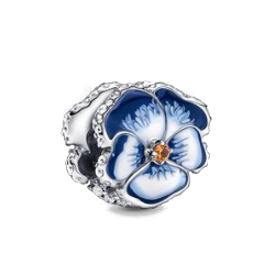 Srebrna przywieszka pr 925 Charms niebieski kwiat bratek PAN114