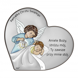 Obrazek srebrny Aniołek Pamiątka Chrztu Świętego DS123C