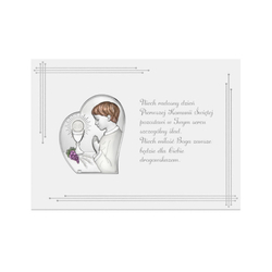 Obrazek Srebrny Pamiątka Pierwszej Komunii dla chłopca kolorowy DS127FNCO