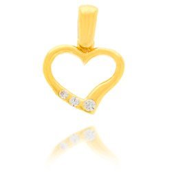 Złota przywieszka pr. 585 Serce z trzema cyrkoniami ZP011