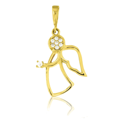 Złota przywieszka pr. 585 Aniołek profil cyrkonia ZP033