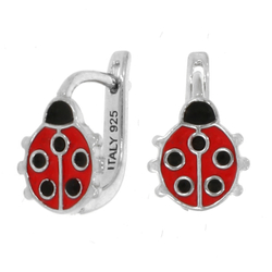 Srebrne kolczyki pr. 925 angielskie zapięcie czerwona biedronka PSOK0004