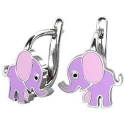 Srebrne kolczyki pr. 925 angielskie zapięcie fioletowy słoń PSOK0008