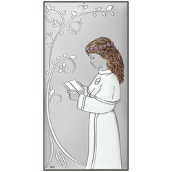 Obrazek Srebrny Pamiątka I Komunii dla dziewczynki prostokąt DS121CA