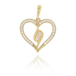 Złota przywieszka pr. 585 Serce ażurowe z pętelką cyrkonie ZP017