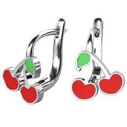 Srebrne kolczyki pr. 925 angielskie zapięcie czerwone wiśnie PSOK0005