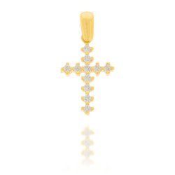 Złoty krzyżyk pr. 585 Krzyżyk prosty cyrkonie ZK034