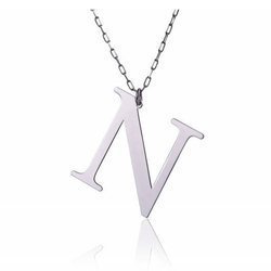 Naszyjnik celebrytka literka N 3,0 cm srebro rodowane pr 925 CELN3CM
