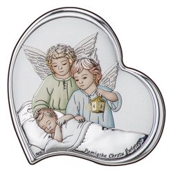 Obrazek srebrny Aniołki z latarenką nad dzieckiem DS23C