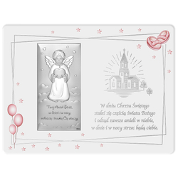 Obrazek srebrny Aniołek Twój Anioł Stróż różowy DS119FCR