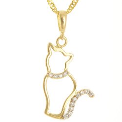 Złota przywieszka pr. 585 kot cyrkonie ZP050