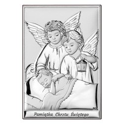 Obrazek srebrny Aniołki nad dzieckiem z latarenką DS09
