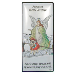Obrazek srebrny Anioł Stróż na kładce Pamiątka Chrztu Świętego DS217C