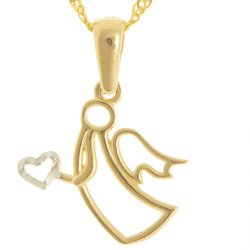 Złota przywieszka pr. 585 aniołek z sercem  ZP056