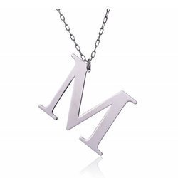 Naszyjnik celebrytka literka M 3,0 cm srebro rodowane pr 925 CELM3CM