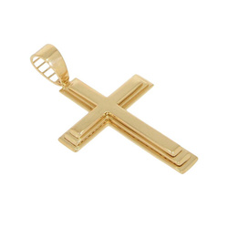 Złoty krzyżyk duży 5 cm krzyż gładki 3D złoto pr. 585 ZK078