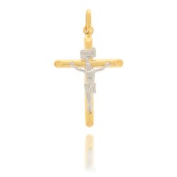 Złoty krzyżyk pr. 585 Krzyż prosty z wizerunkiem Jezusa ZK029