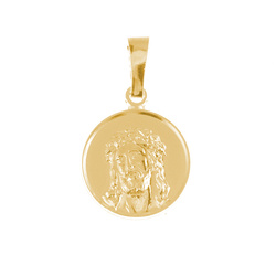Medalik srebrny pozłacany - Jezus w koronie cierniowej MM078ORO
