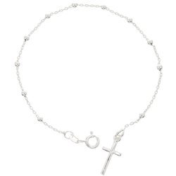 Różaniec srebrny - bransoletka różańcowa na rękę, dziesiątek, kulka 2,5 mm, srebro pr. 925 BRP05