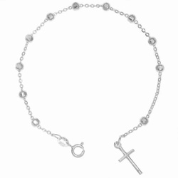 Różaniec srebrny - bransoletka różańcowa na rękę, dziesiątka 4 mm diamentowana, ok 3,1 g rodowane srebro pr. 925 BRP35