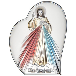Obrazek srebrny Jezus Miłosierny - Jezu Ufam Tobie - kolorowy DS67C